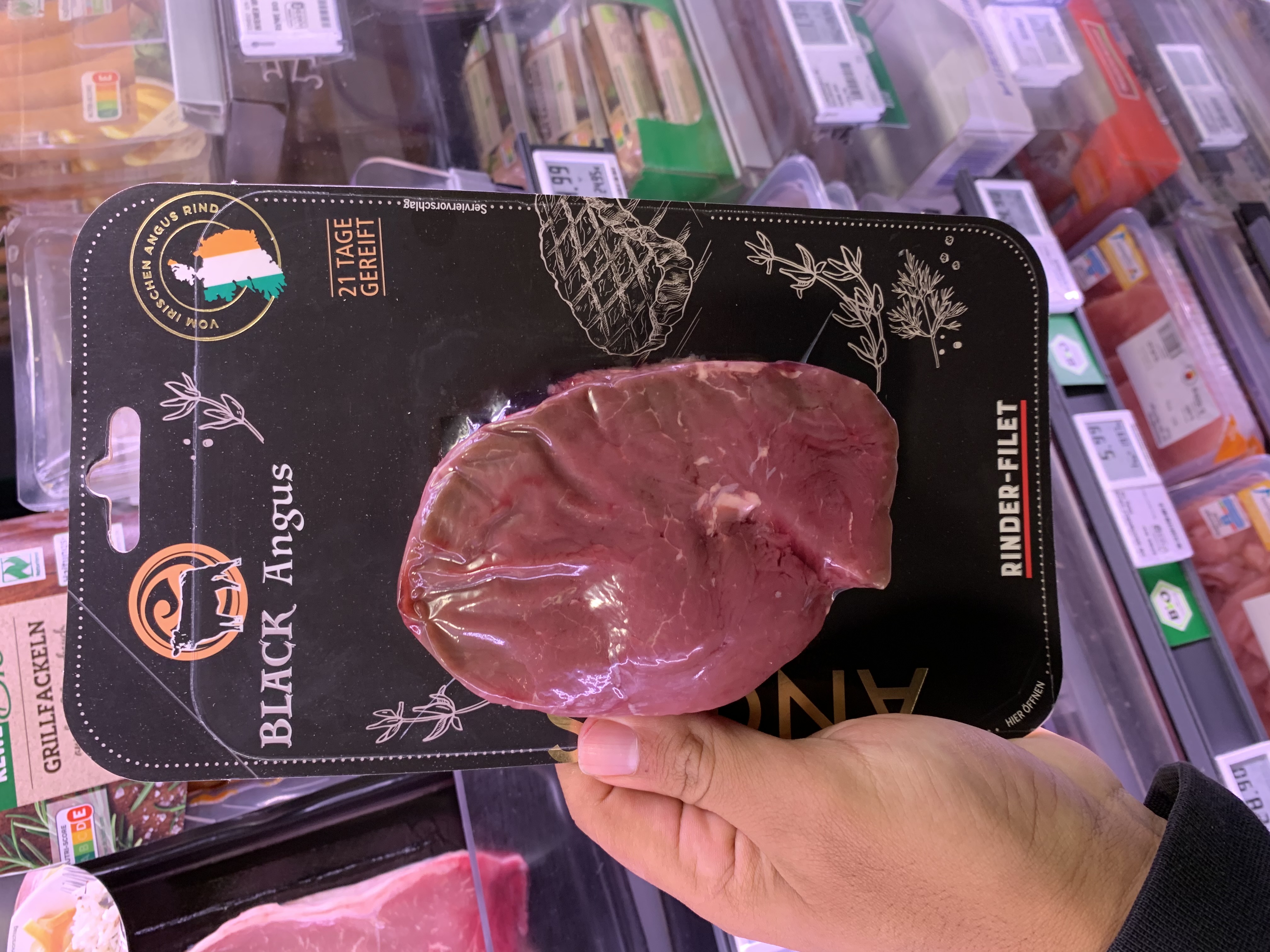 Black Angus Rinder-Filet de gado irlandês, a raça estampada como marca, 21 dias maturado